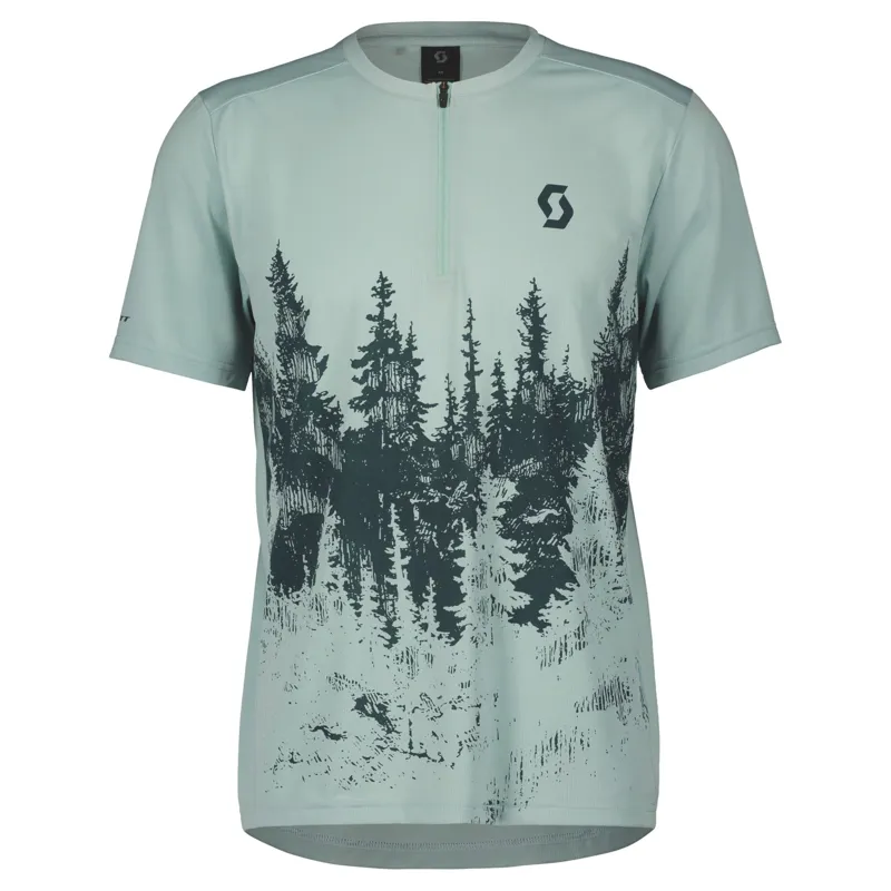 Scott Trail Flow Zip Men's Short Sleeve Jersey - Mineral Green/Aruba Green - Image 5